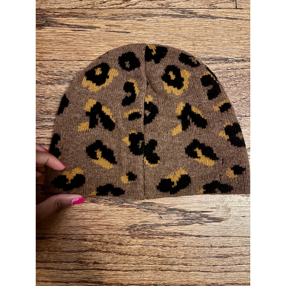 Madewell Leopard Print Knit Beanie | Brown Animal Print Winter Hat | Cozy Soft